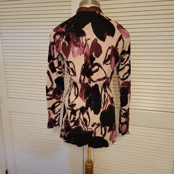 Simply Vera Wang Medium Floral Print Chiffon Trim Cardigan Waist Tie - Picture 2 of 9